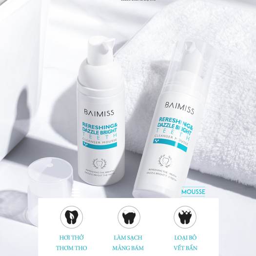 Bọt Đánh Răng & Súc Miệng Baimiss Thơm Miệng Chống Ố Răng Toàn Diện 60ml