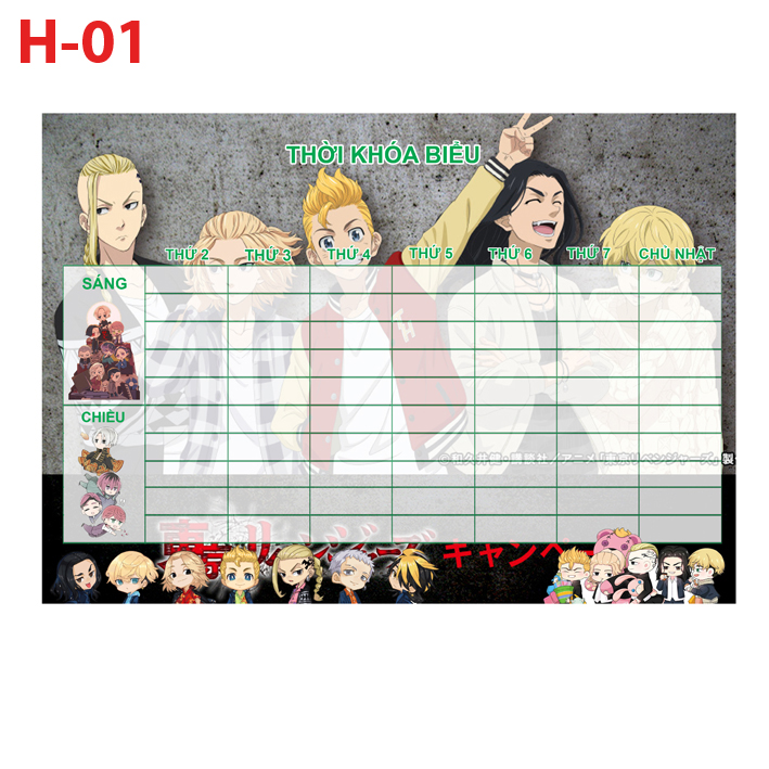 Thời khóa biểu anime Tokyo Revengers - Combo 3 mẫu khác nhau- 22k/3 tờ