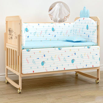 Cũi ngủ cho bé 2 tầng, nôi cũi cho bé đa năng chất liệu gỗ thông kích thước 105x60x90cm, tặng kèm gối đệm