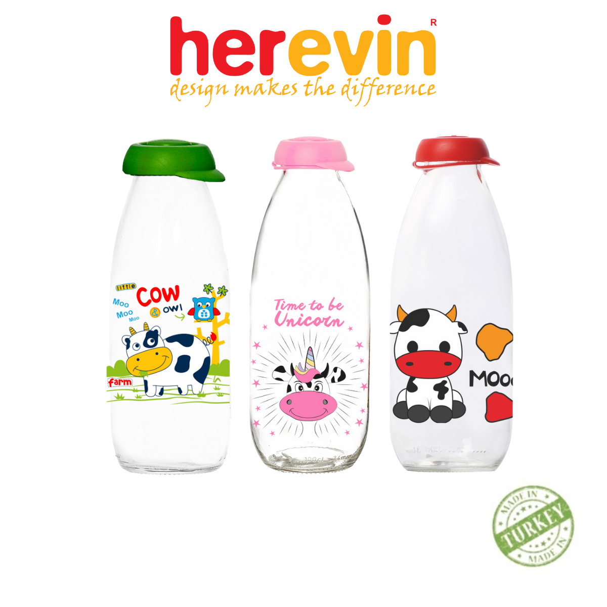 Bộ 3 Chai Đựng Sữa Thuỷ Tinh Thổ Herevin Decor