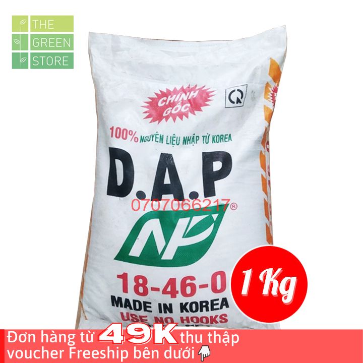 1KG / 500G Phân bón DAP Hàn Quốc 18-46-0 dạng hạt đen (bán lẻ từ bao 50kg) cho mai vàng, hoa hồng, hoa cây cảnh, rau màu, cây ăn trái