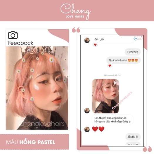 Thuốc Nhuộm Tóc Màu HỒNG PASTEL Kèm Tẩy   Chenglovehair Chenglovehairs