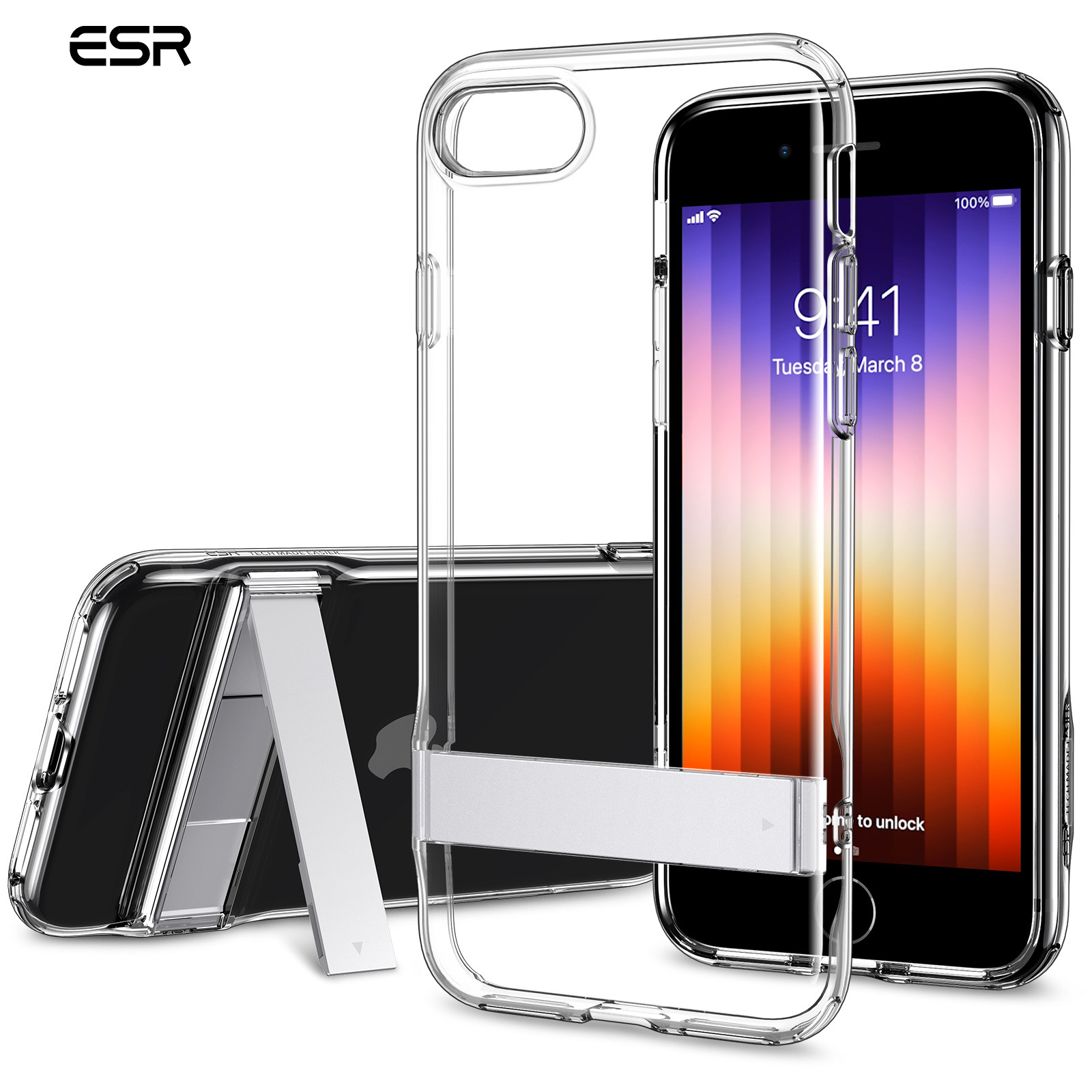 Esr ốp lưng cho iphone se 2022 ốp chân đế kim loại cho iphone se 2020 ốp lưng trong suốt chính hãng cho iphone 7/8
