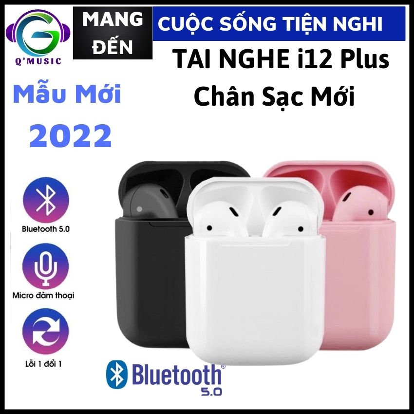 [LOẠI TỐT]Tai Nghe I12 Bluetooth 5.0  Plus Q33 .Q'MUSIC Có Pop-Up Tương Thích Với Các Dòng Smartphone, Tích Hợp Mic Nói Chuyện Điện Thoại, Đi Kèm Dock Sạc Dự Phòng, Âm Bass Sống Động 1 đánh giá