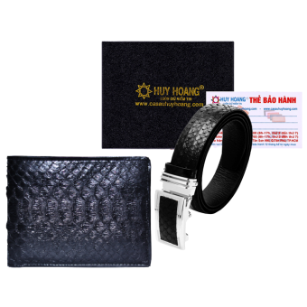 Bóp & Dây nịt nam Huy Hoàng da trăn màu đen HK2302-HK4302