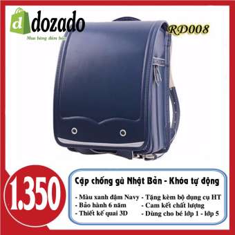 Cặp Randoseru - Cặp chống gù lưng Nhật Bản Khóa tự động (Xanh tím than)