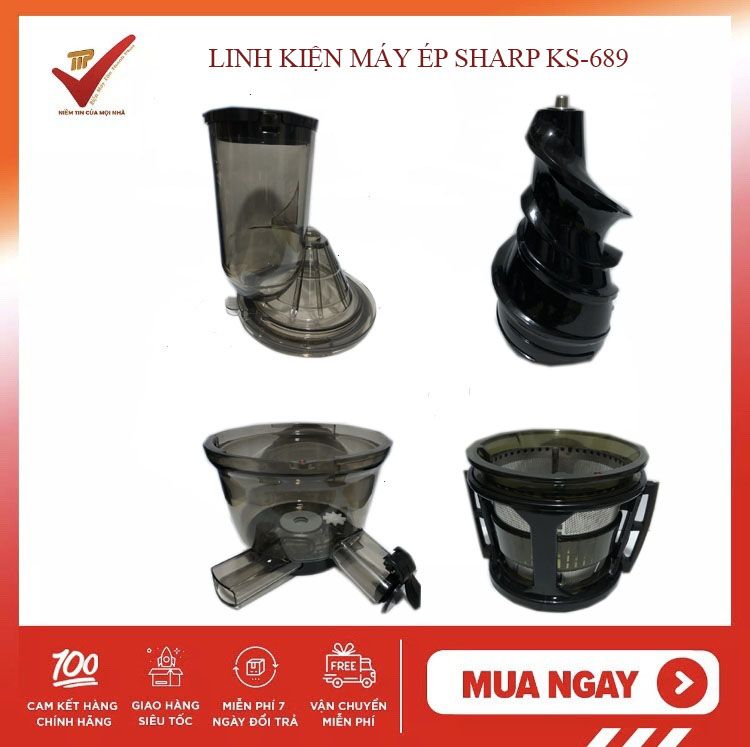 Máy ép sharp ks-689 ks 689 - linh kiện ống nhồi, cốc hai vòi, lưới lọc, trục xoắn chính hãng