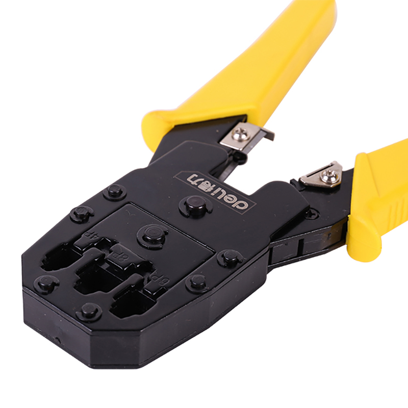 Deli RJ45 Network Crimping Tool 4P/6P/8P 4 <article class="lzd-article"> <p style="line-height: 1.7; text-align: left; text-indent: 0; margin-left: 0; margin-top: 0; margin-bottom: 0;">Fast, reliable modular-crimp connector installation for voice and data applications</p> Crimps 4, 6, and 8 position modular connectors (RJ11/RJ12, and RJ45) Yellow and black grips enhance comfort, visibility, and allow quick identification <p style="line-height: 1.7; text-align: left; text-indent: 0; margin-left: 0; margin-top: 0; margin-bottom: 0;">Model:DL2468</p> Freebies: -Punch Down Tool -6X RJ45 Connectors </article>