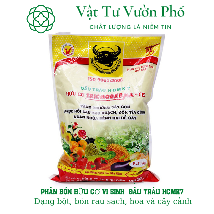 Phân bón hữu cơ vi sinh cao cấp trichoderma + te giúp cây trồng tăng trưởng mạnh, kháng bệnh tốt túi 5 kg