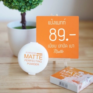 สินค้า แป้งแมท แป้งธารไท Thanthai Flawless Matte Perfecting Powder  เบลอรูขุมขน คุมมัน มี3เบอร์ ให้เลือก