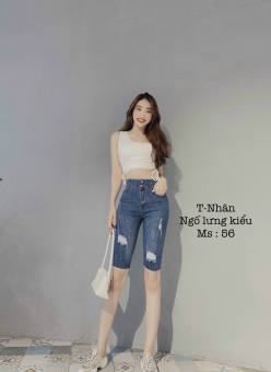 Quần short jean nữ rách nhẹ màu xanh- Quần jean nữ lửng ngang đầu gối- Quần jean nữ ngố thời trang BINSTORE94 btmq561