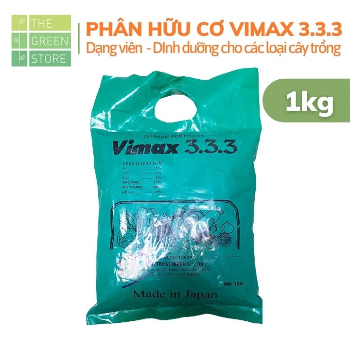1KG Phân hữu cơ Vimax 3.3.3 nhập khẩu Nhật, dạng phân gà viên cho hoa hồng, mai vàng, hoa cây cảnh, rau sạch, cây ăn trái
