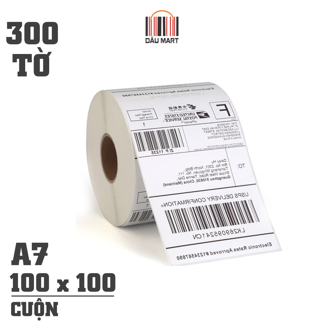 [HCM]Cuộn 300 tờ giấy A7 in tem đơn hàng phiếu vận chuyển TMĐT tự dán 70x100mm dành cho máy in nhiệt