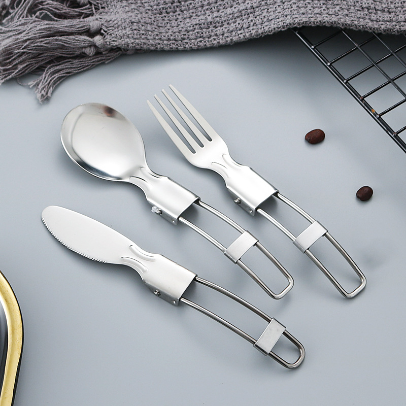 Homful series Stainless Steel Portable Camping Picnic Folding Cutlery Set LSF506