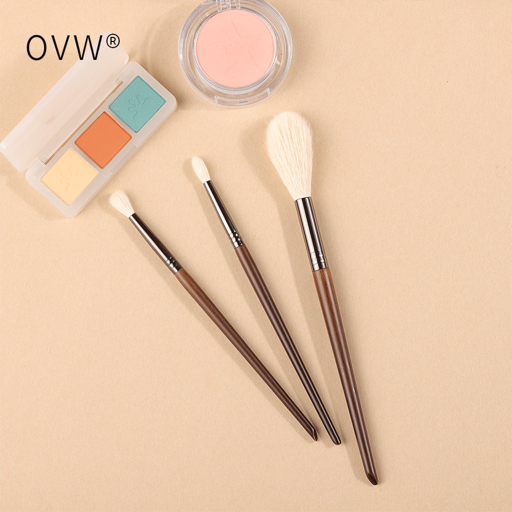 OVW 3pcs Goat Hair Brushes Set Smudge Makeup Brushes Eyeshadow Detail Highlight Blending Beauty Cosmetic Brushes N31N64wN83