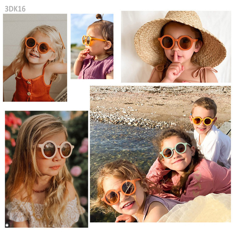 Kính Mát Gọng Tròn Chống Tia UV Phong Cách Vintage Thời Trang Cho Bé 3DK16 GIAY3DOI