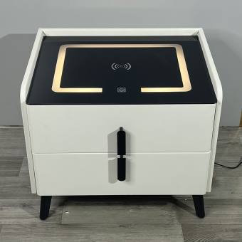 Tủ  đầu giường khoá vân tay kết hợp sạc không dây, đèn led và loa bluetooth - Tab đầu giường hàng Việt Nam