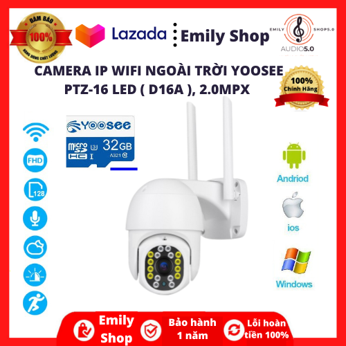 Camera yoosee ngoài trời - camera ip wifi ngoài trời yoosee ptz-16 led , 2.0mpx , đàm thoại , báo động , xoay 360. hàng nhập khẩu cao cấp, tương thích với tất cả các hệ điều hành android, ios, window, bảo hành 12 tháng.