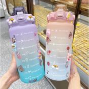 PASTEL Motivational Water Bottle with Time Marker & Straw