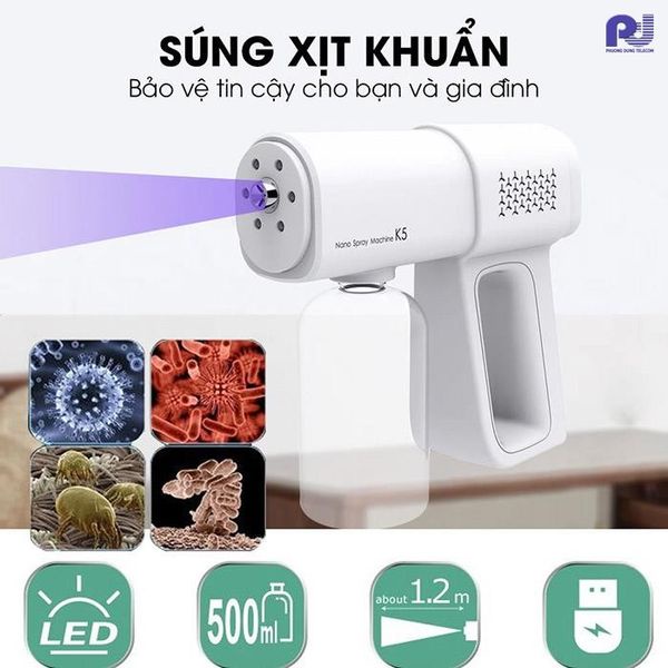 Máy khử khuẩn phun xịt khử trùng nano k5/k6 chính hãng, máy khử khuẩn nano - diệt khuẩn bằng tia uv 8 led.công nghệ bơm phun áp suất tia nano siêu nhuyễn tiết kiệm cồn tối đa hiệu qủa khử khuẩn.