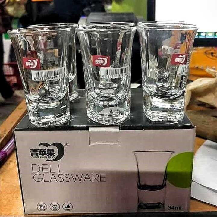 Combo 6 ly nhỏ dung tích 34ml cao cấp deli kiểu dáng sang trọng - Ly rượu thủy tinh cường lực chống vỡ