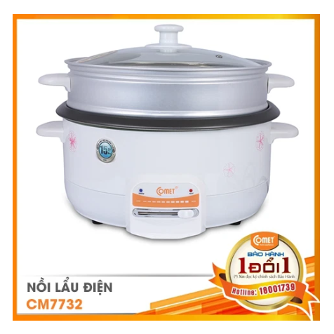 Nồi lẩu điện có xửng 3.5l comet cm7732