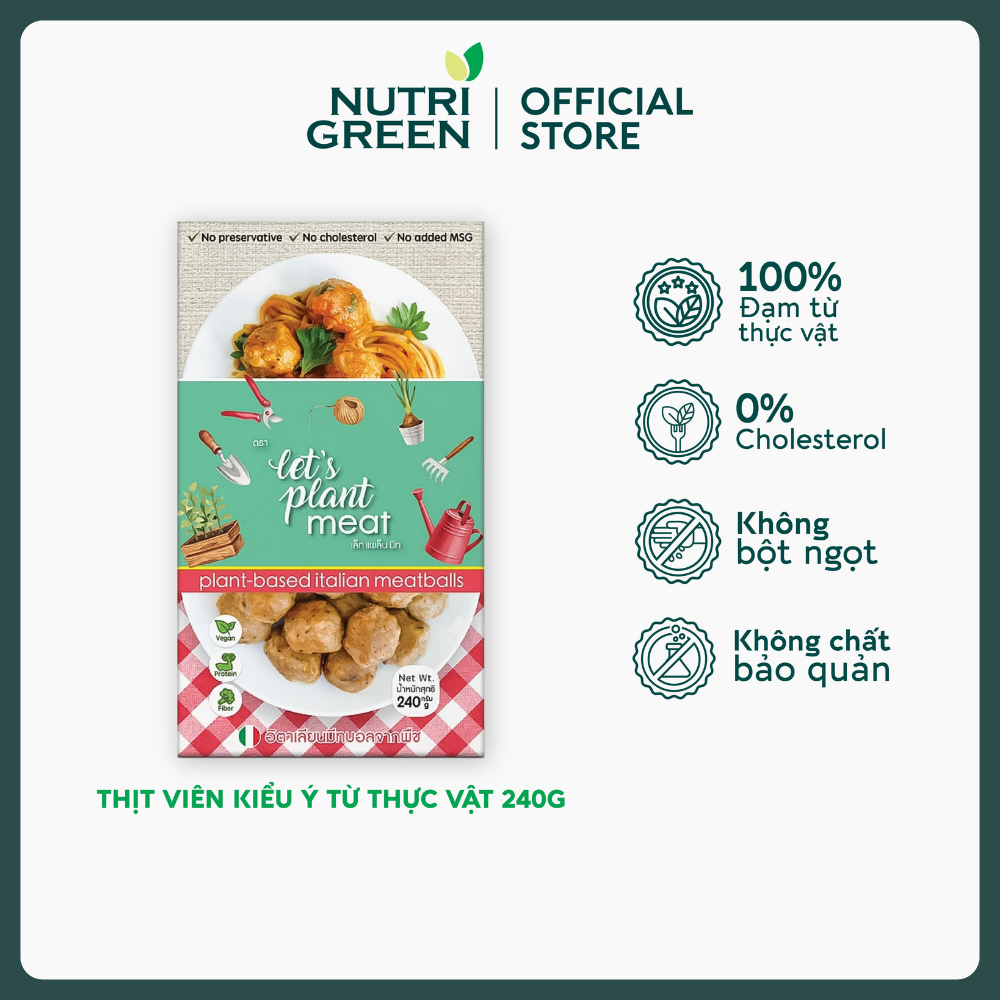 Thịt viên chay kiểu Ý từ thịt thực vật bổ sung protein thực vật cho người ăn chay và eat clean Nutrigreen Food 240g