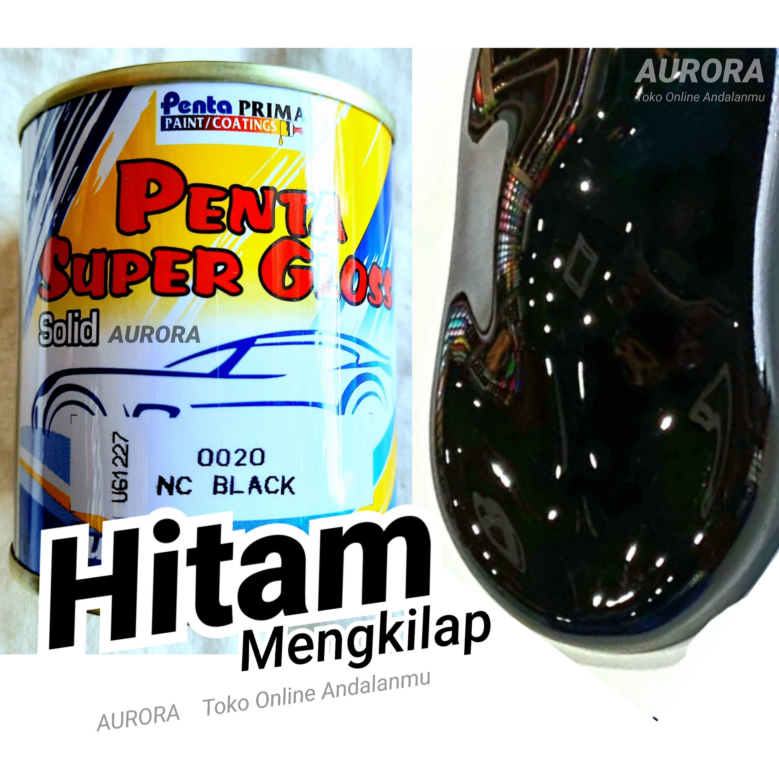 Cat Hitam Mengkilap Polos Penta Super Gloss NC Black 200ml Cet Mobil Motor Kualitas Terbaik