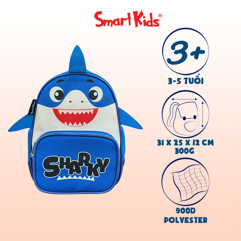 Balo mẫu giáo Smartkids Safari-Sharky B-001 Xanh dương