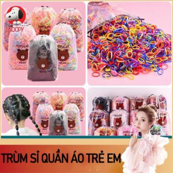 Giá sỉ Túi Dây Chun Cột Tóc 4000 Sợi Nhiều Màu Bao Gấu Dễ Thương cho bé gái-Túi dây cột tóc nhiều màu