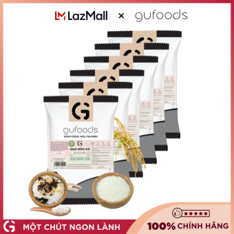 Combo 6 túi Gạo hữu cơ Japonica GUfoods (Mỗi túi 1kg) - Ăn dặm cho bé, Làm sushi / cơm cuộn, Dẻo ngọt ngon cơm, Nguyên liệu organic