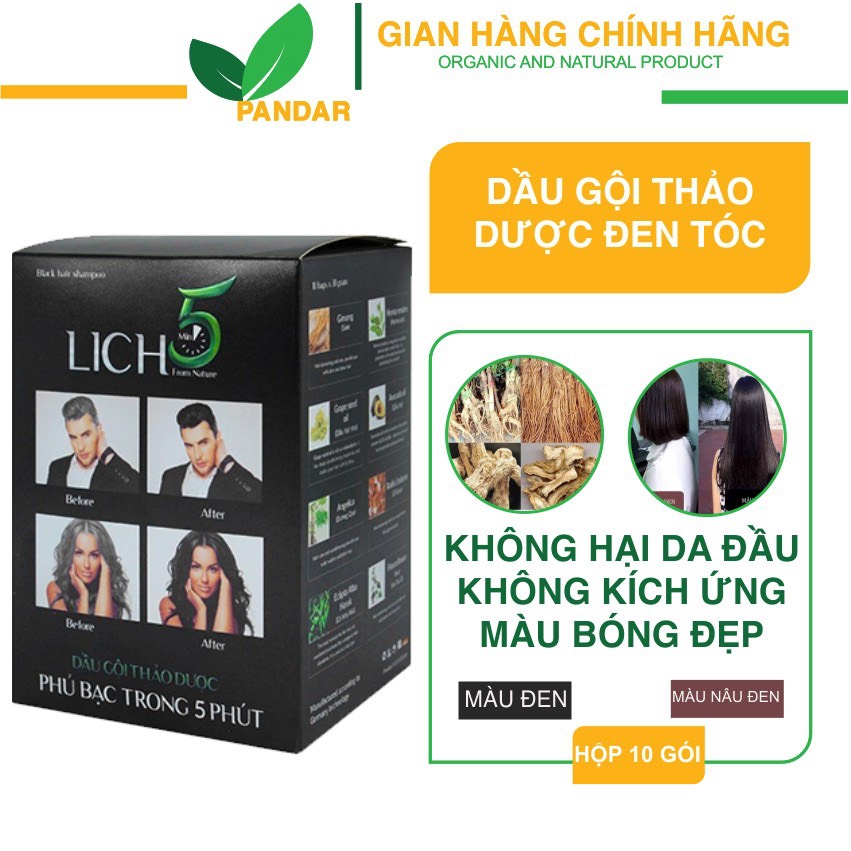 Lẻ 2 gói dầu gội thảo dược nhuộm đen tóc lich5
