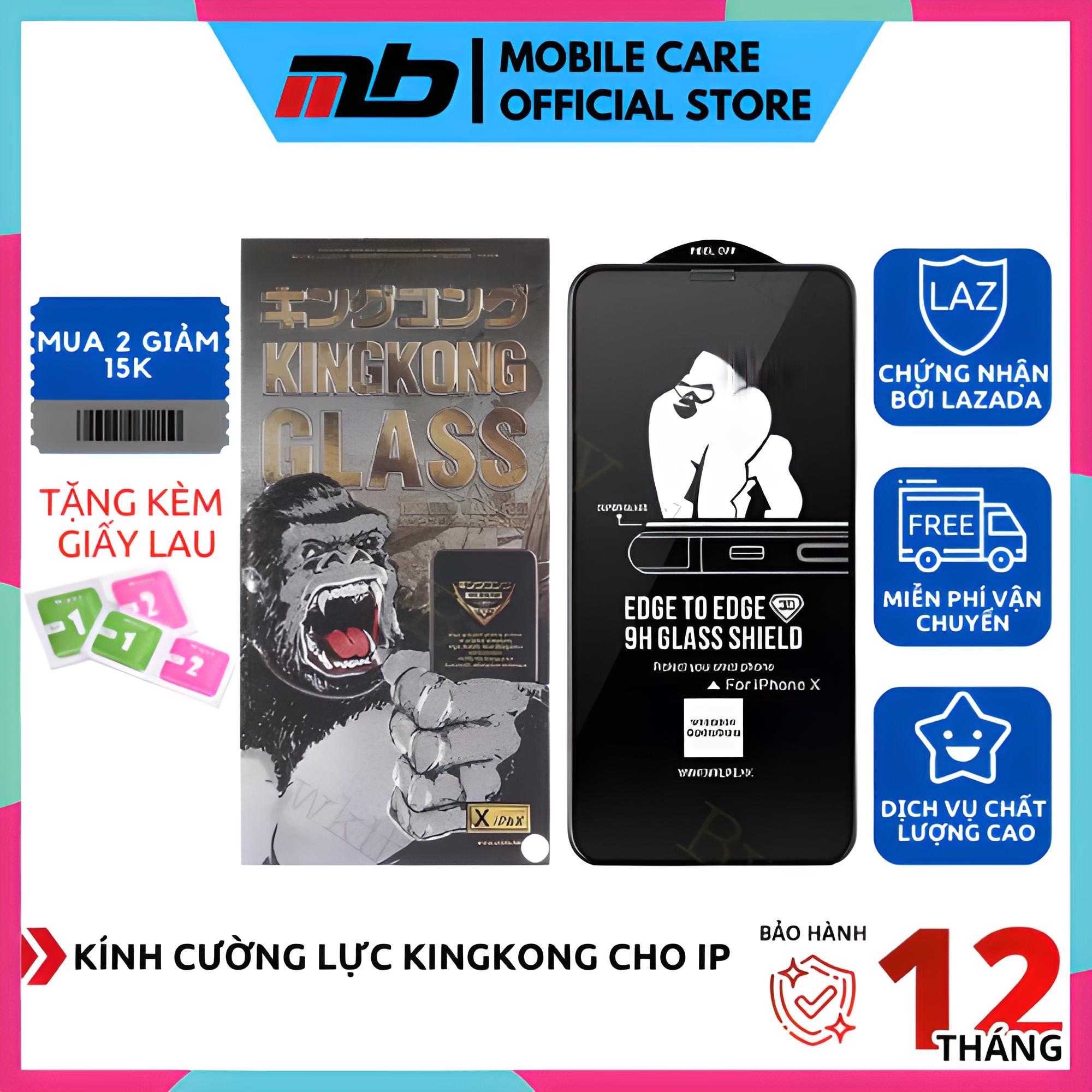 Kính cường lực KingKong full màn chống vỡ viền , mồ hôi cho IP 7Plus/8Plus/X/Xs/XsMax/11/11Pro/11ProMax/12ProMax/13/13ProMax