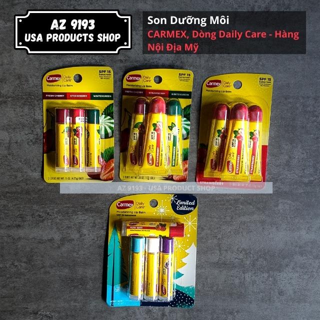 [Mua Tại Mỹ] Son Dưỡng Môi CARMEX, son dững nội địa Mỹ, dưỡng ẩm môi, tẩy tế bào chết môi vơi chống nắn spf 15, giảm thâm môi dùng lâu dài làm sẽ làm môi hồng, mịn màng