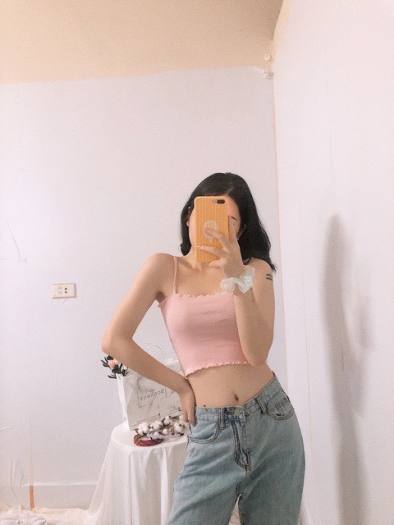 Áo croptop 2 dây thun gân A5201