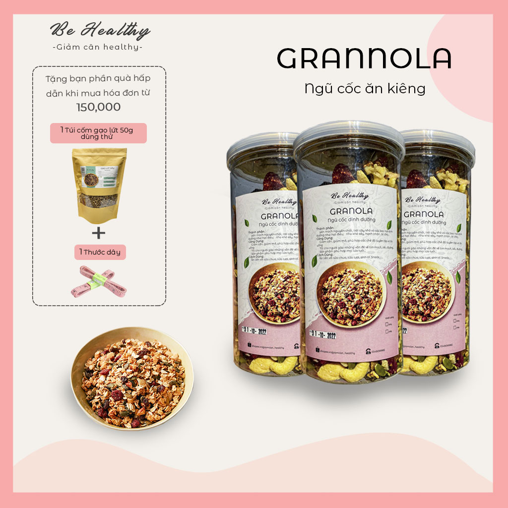 Ngũ cốc giảm cân siêu hạt Granola không đường vị ngọt tự nhiên thơm ngon ăn sạch sống khỏe