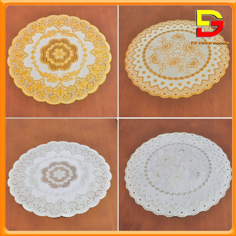 Tấm Lót Bình Hoa Bình Trà Lót Ly Chén Bàn Ăn Bằng Nhựa Có Ren Dập Nổi Nhiều Kích Thước DG-79