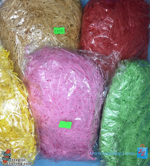 Giấy rơm lót hộp quà, giấy sợi màu lót hộp quà