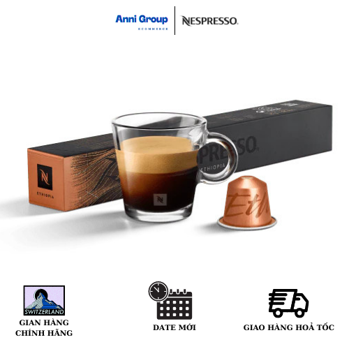 HCM - Nespresso Coffee Capsule ETHIOPIA New Date 2023 Master Origin Flowery And Bright (10 pills/ box), Intensity 04- Viên nén cà phê Ethiopia Với Hương Thơm Hoa Cam Vị Mứt Trái Cây Ngọt Ngào - Distributo Độ Đậm 4 Hộp 10 viên