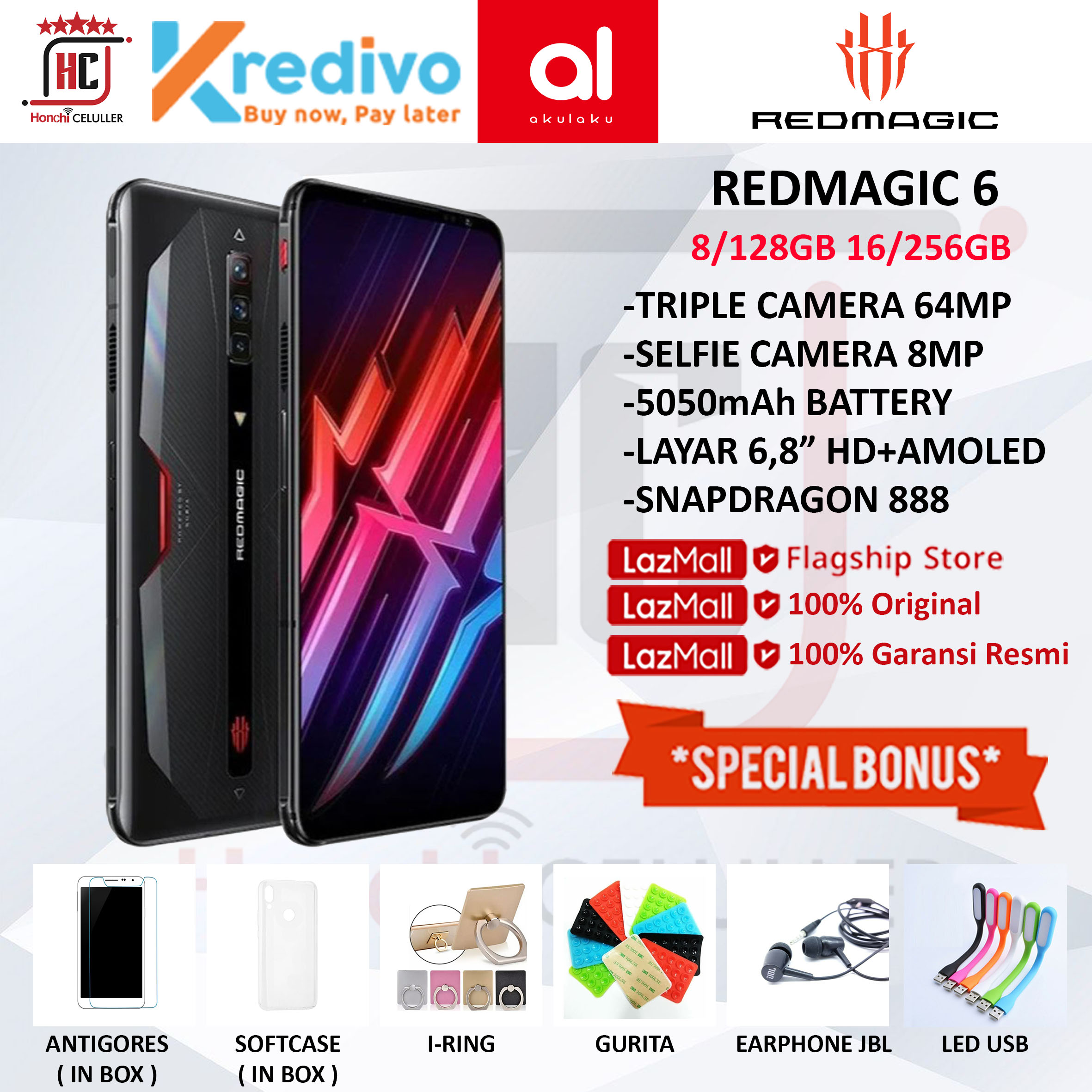 ZTE NUBIA REDMAGIC 6 12/128GB RAM 12GB ROM 128GB GARANSI RESMI INDONESIA Harga 11,675,000 rupiah*Gratis Ongkir