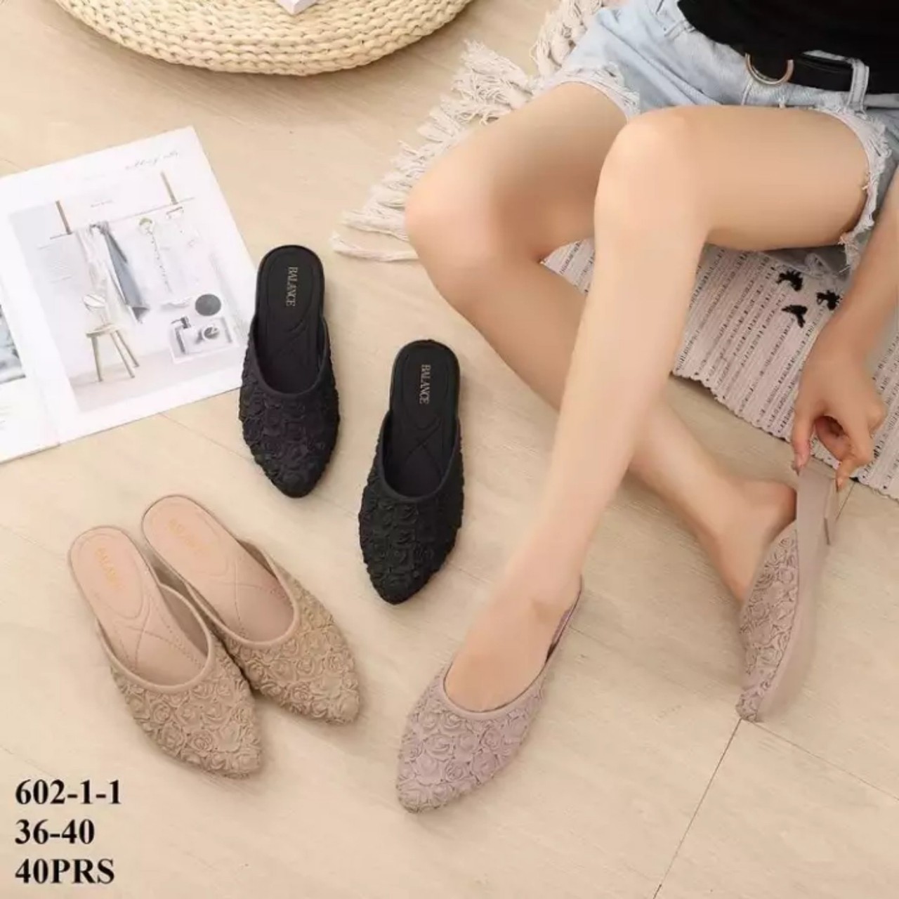 Dép sục mủ hoa hồng nổi 3f