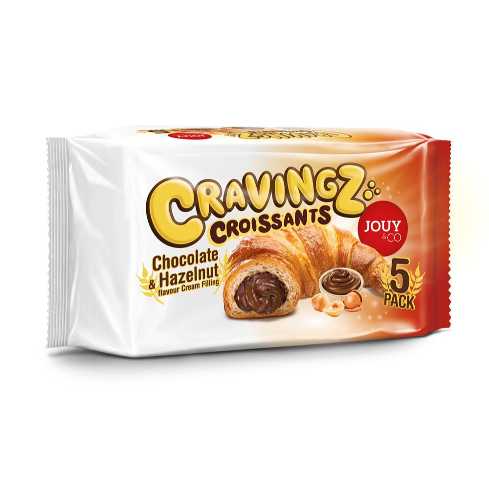 Bánh sừng trâu Cravings Croissants Sô-cô-la & Hạt phỉ 45gr x 5cái/bịch