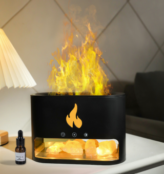 Máy xông tinh dầu Ngọn Lửa Đá Muối Himalya, hiệu ứng led 7 màu, tặng kèm Đá Muối theo máy - Diffuserlux