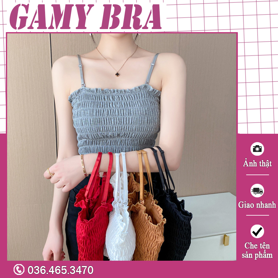Áo bra quây có dây nhún bèo 2088, áo 2 dây có đệm ngực nhiều màu freesize