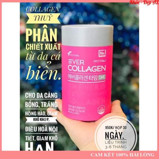 Collagen Số 1 Hàn Quốc [NHẬP KHẨU CHÍNH HÃNG] Collagen dạng bột Ever Collagen TIME chăm sóc sức khỏe và sắc đẹp - Hộp 30 gói/90gam