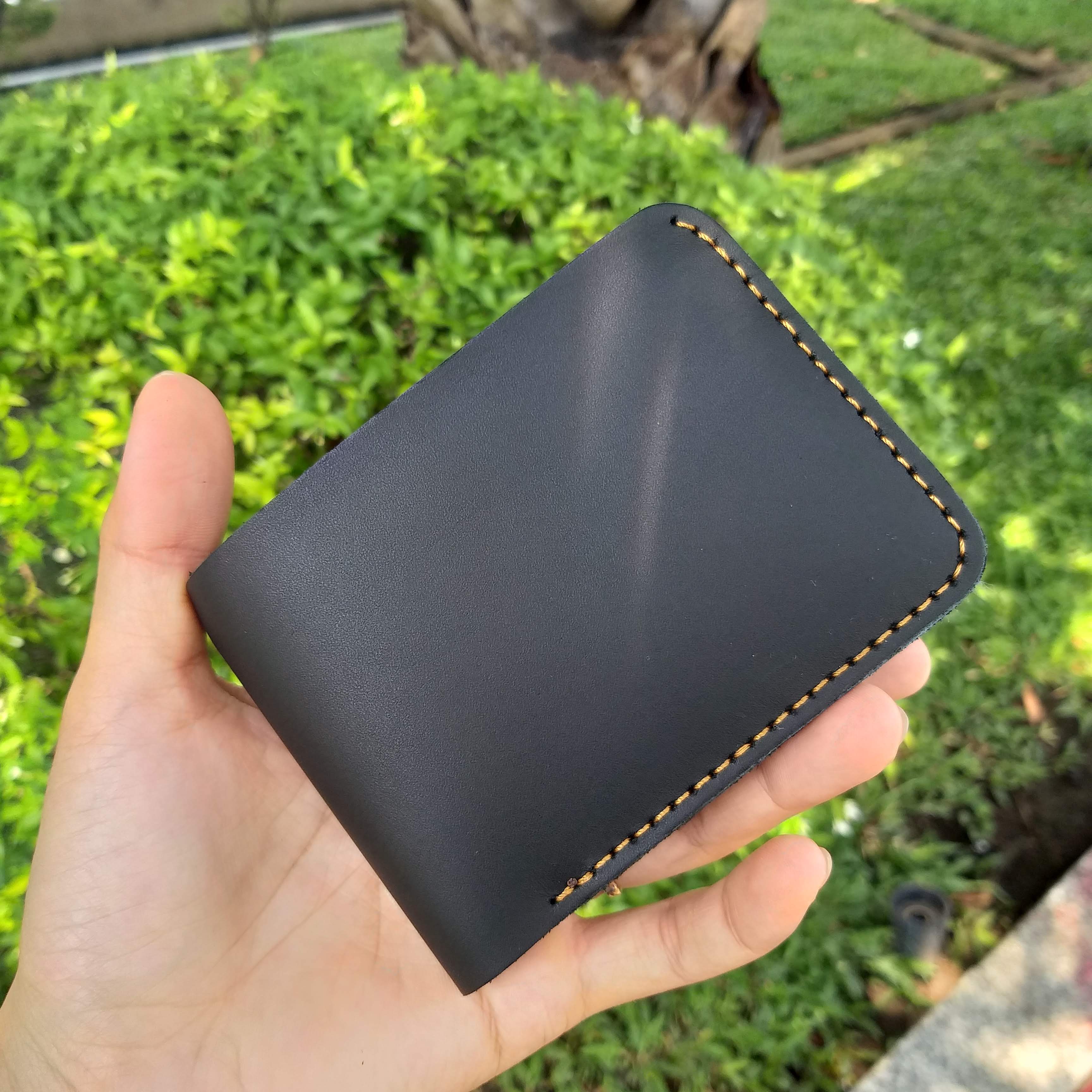 Bóp ví nam da bò nhỏ gọn may thủ công, bền, càng xài càng bóng_ Bảo Hành 2 năm_ Cam kết da bò thật 100%