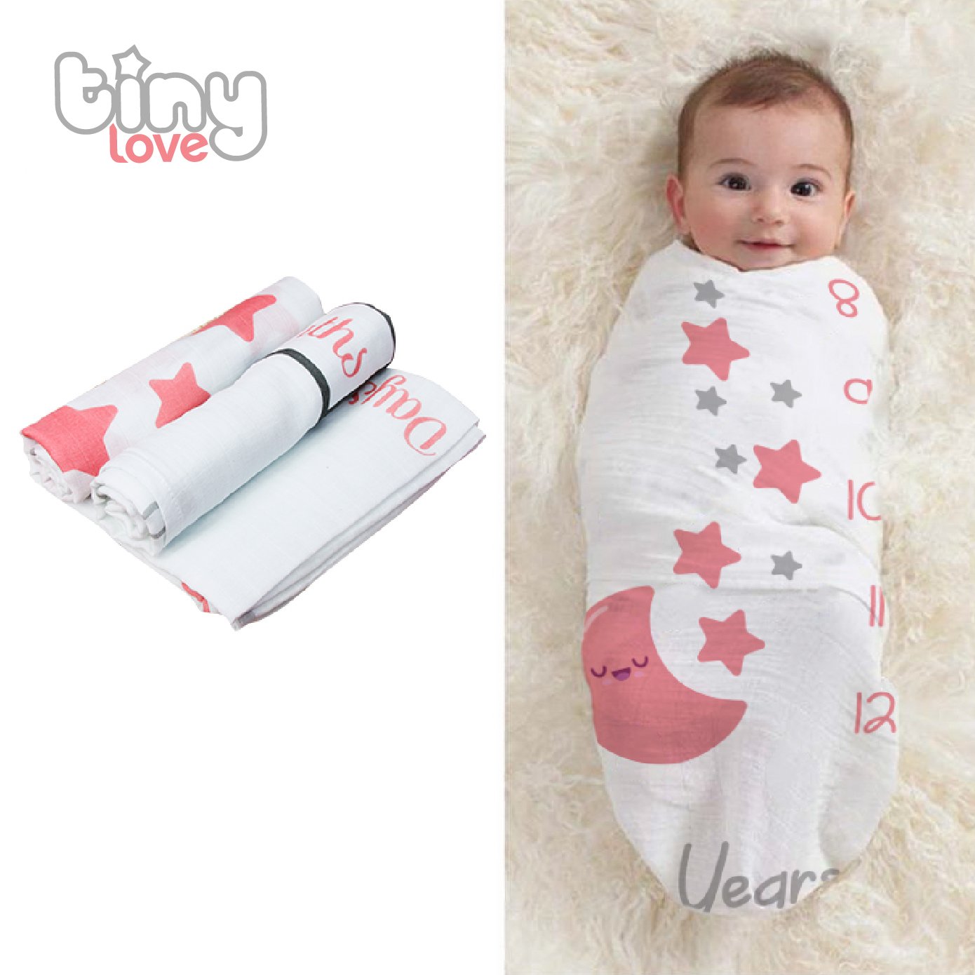 Set 2 khăn tắm sợi tre cho bé Tinylove - Khăn tắm đa năng quấn ủ, đắp chăn, trùm xe đẩy  - Đồ dùng cho trẻ từ sơ sinh