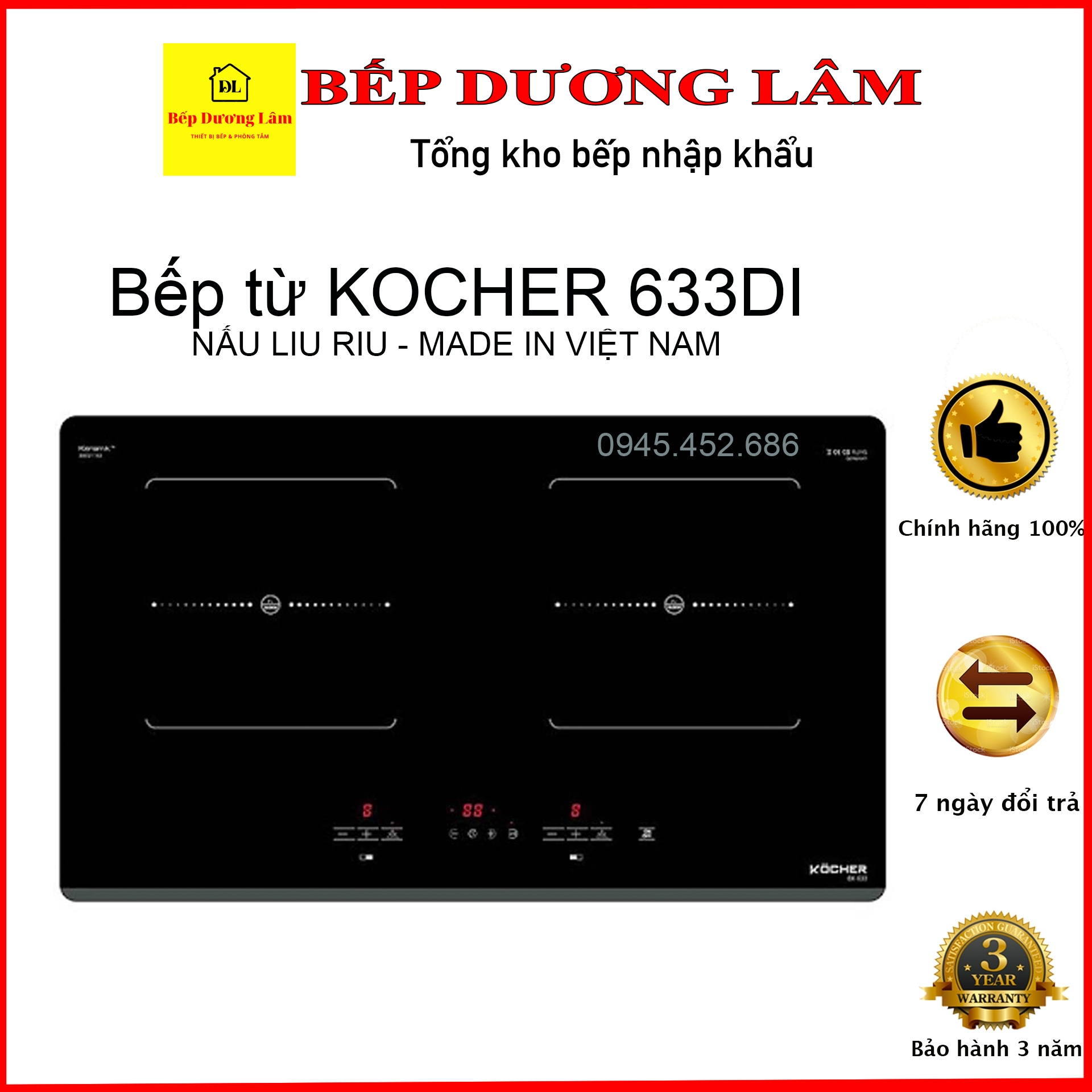 Bếp từ kocher di 633 ✅ bếp điện từ inverter - bảo hành chính hãng 3 năm