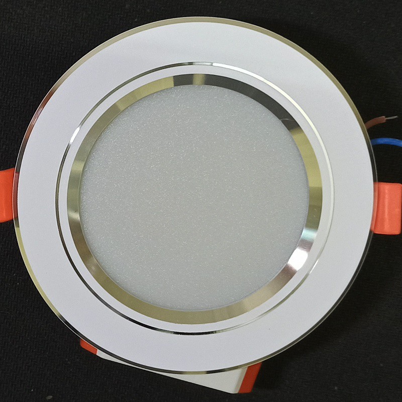 Đèn led âm trần 7w viền bạc 3 chế độ màu phi 90 - bảo hành 1 năm