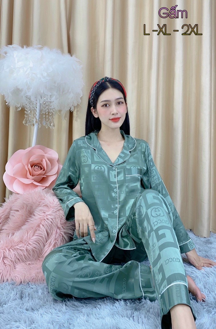 Bộ Pijama LỤA GẤM CAO CẤP TAY DÀI Size XL ( 53kg-63kg ) - 2XL (64kg-74kg) [ ĐƠN 159K GIẢM 10K ]